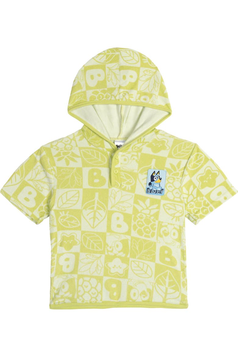 Loungewear 2-Piece Hooded Tee and Shorts Set, Alternate, color, Bluey Green Checker
