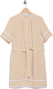 Ellen Tracy Rickrack Trim Short Sleeve Shirtdress