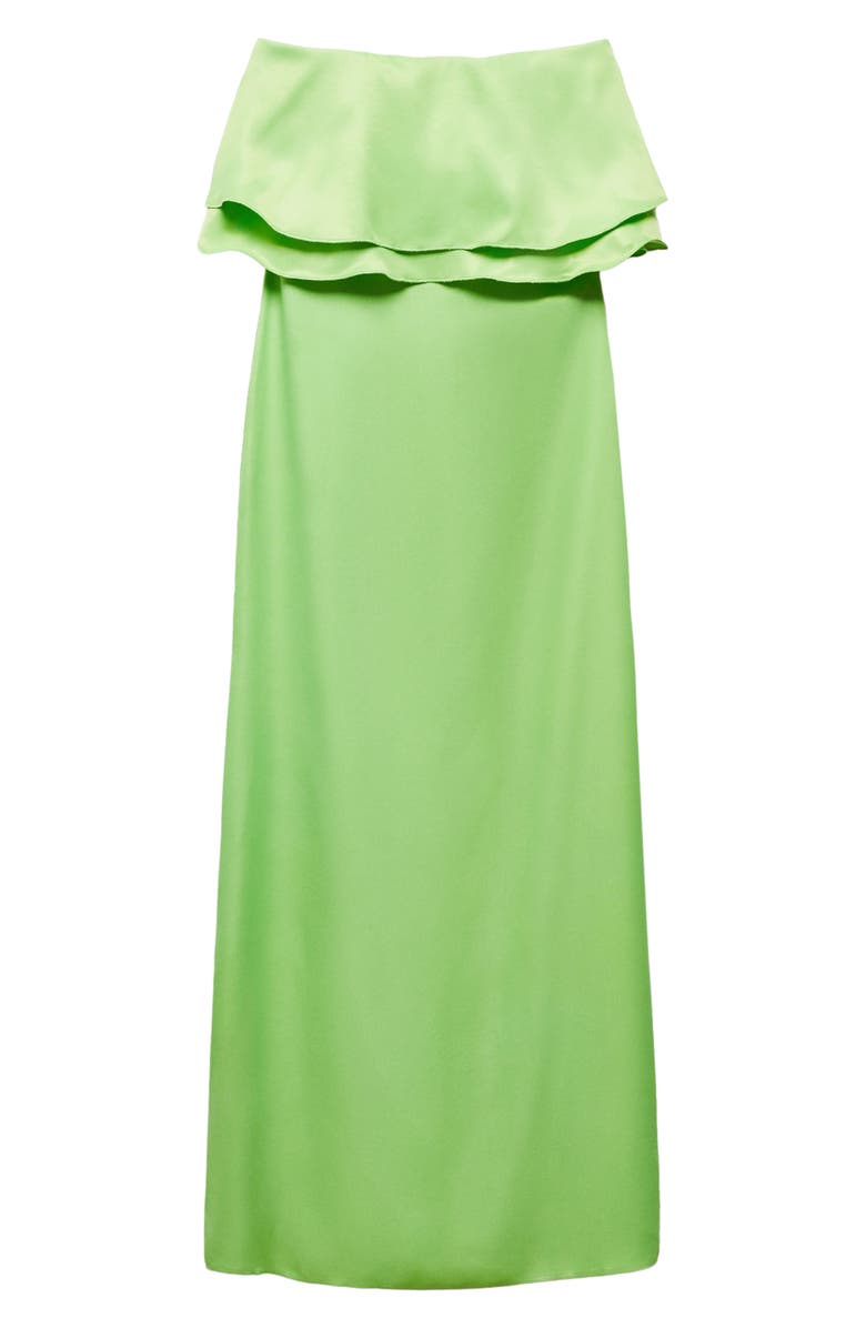 MANGO Ruffle Strapless Satin Dress, Alternate, color, 