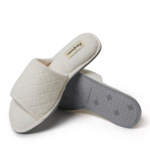 DEARFOAMS DEARFOAMS BEATRICE QUILTED MICROFIBER TERRY SHOWER SLIDE SLIPPER