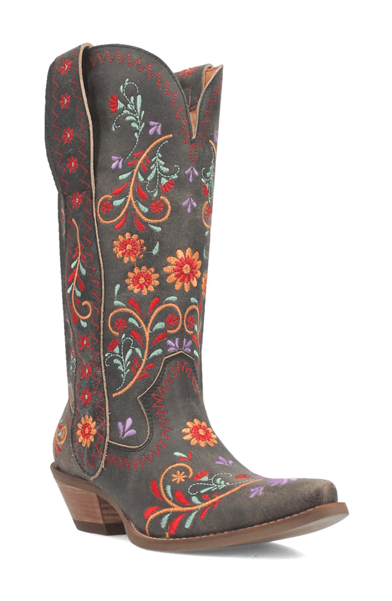 Dingo Beetle Juice Embroidered Leather Boot, Main, color, 
