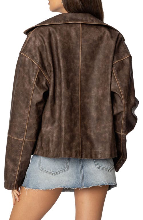 Edikted Oversized Washed Jacket In Brown-washed