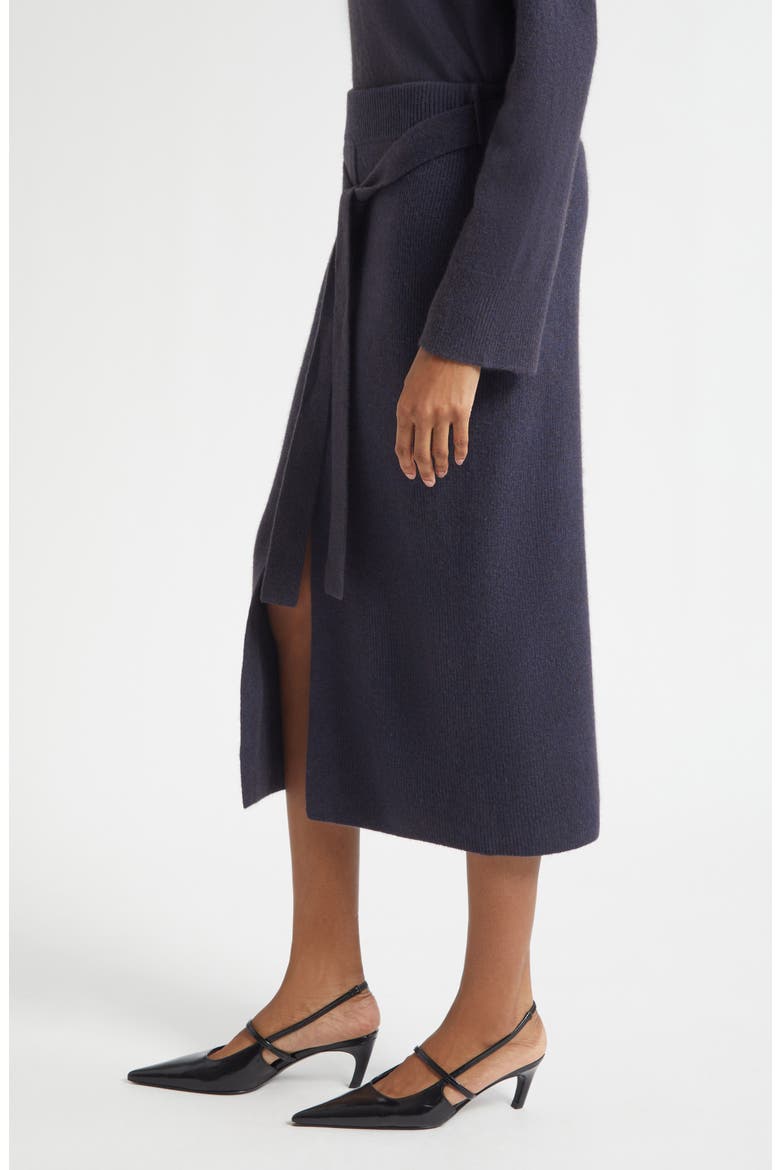 Tie Waist Wool Midi Skirt, Alternate, color, SOLID MEDIUM BLUE
