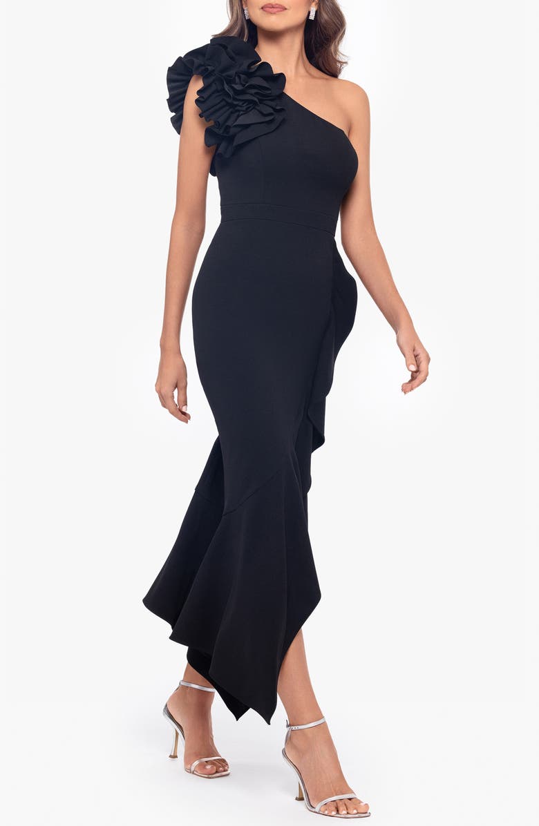 Xscape Evenings Ruffle Scuba Knit Sheath Cocktail Dress, Alternate, color,