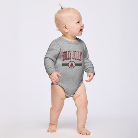 Holly Jolly Arched Lines Fleece BodySuit Baby