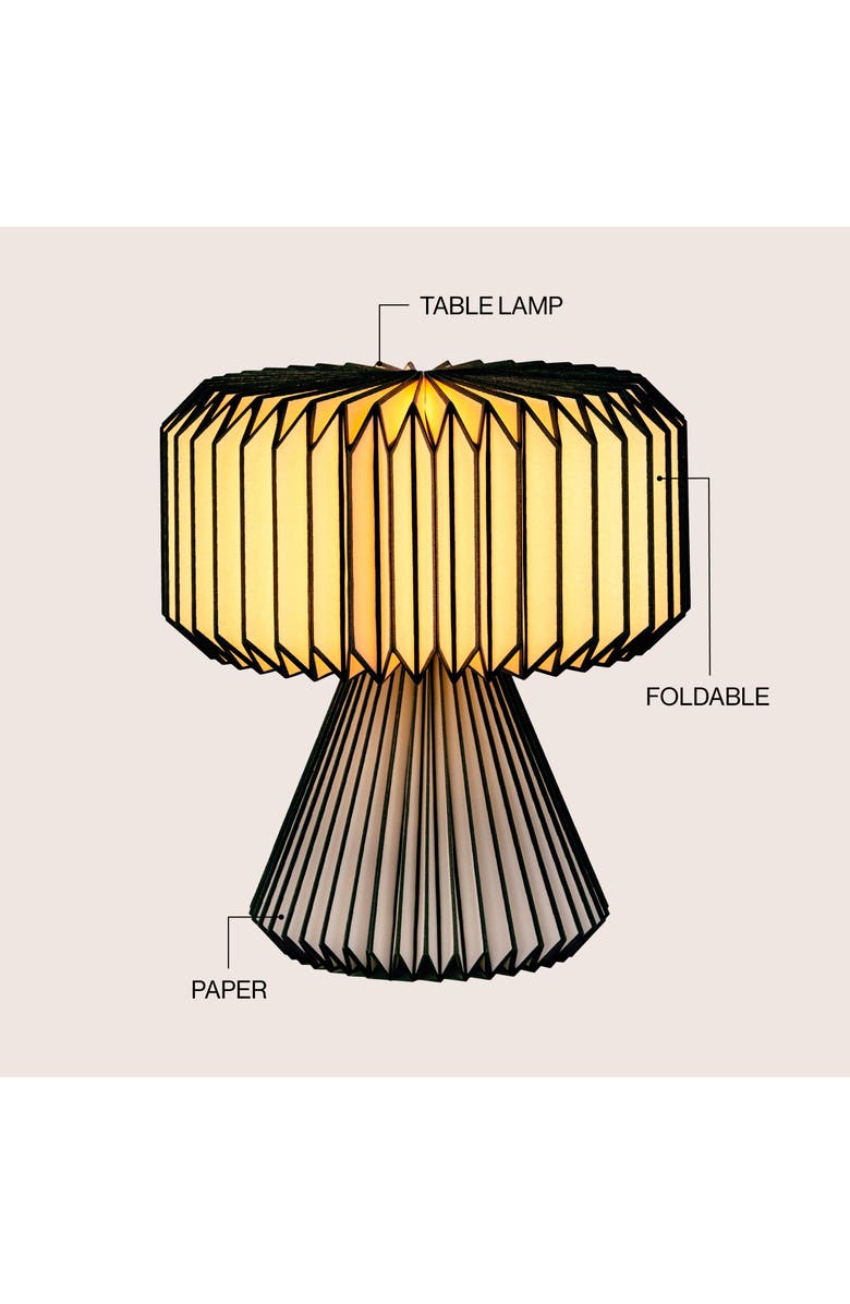 JONATHAN Y Zelda 12.8" Modern Art Deco Paper Pleated Shade Accent LED Table Lamp, Alternate, color, Black Natural