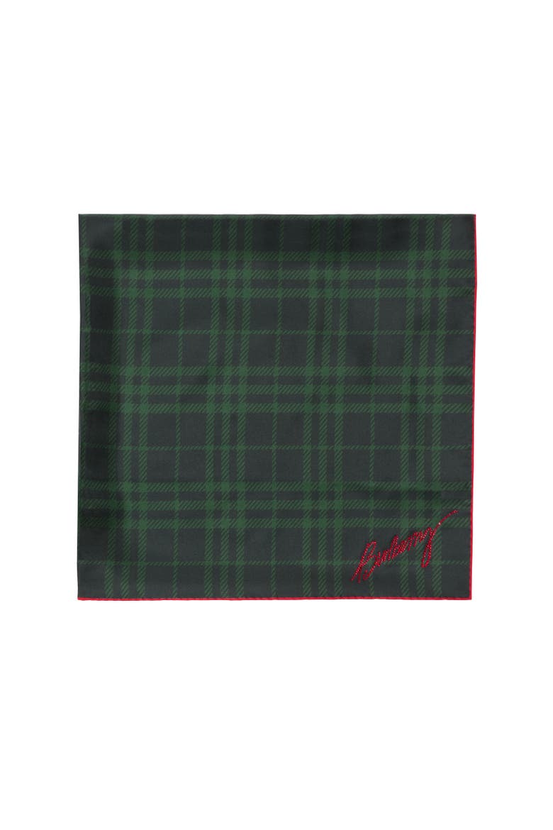 Crystal Knight Check Silk Scarf, Alternate, color, Brigade green