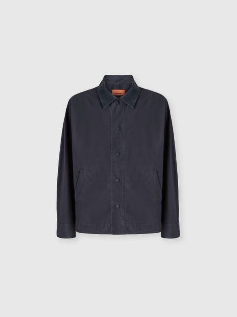 Cotton Canvas Overshirt With Zigzag Collar Detail