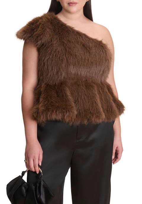 Faux Fur Peplum Top