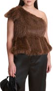 ELOQUII Faux Fur Peplum Top