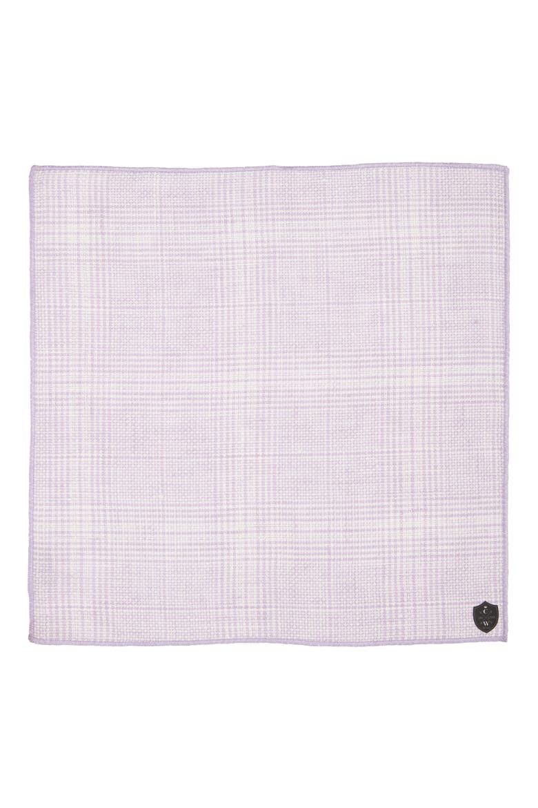 Lavender Plaid Linen Pocket Square, Alternate, color, LAVENDER