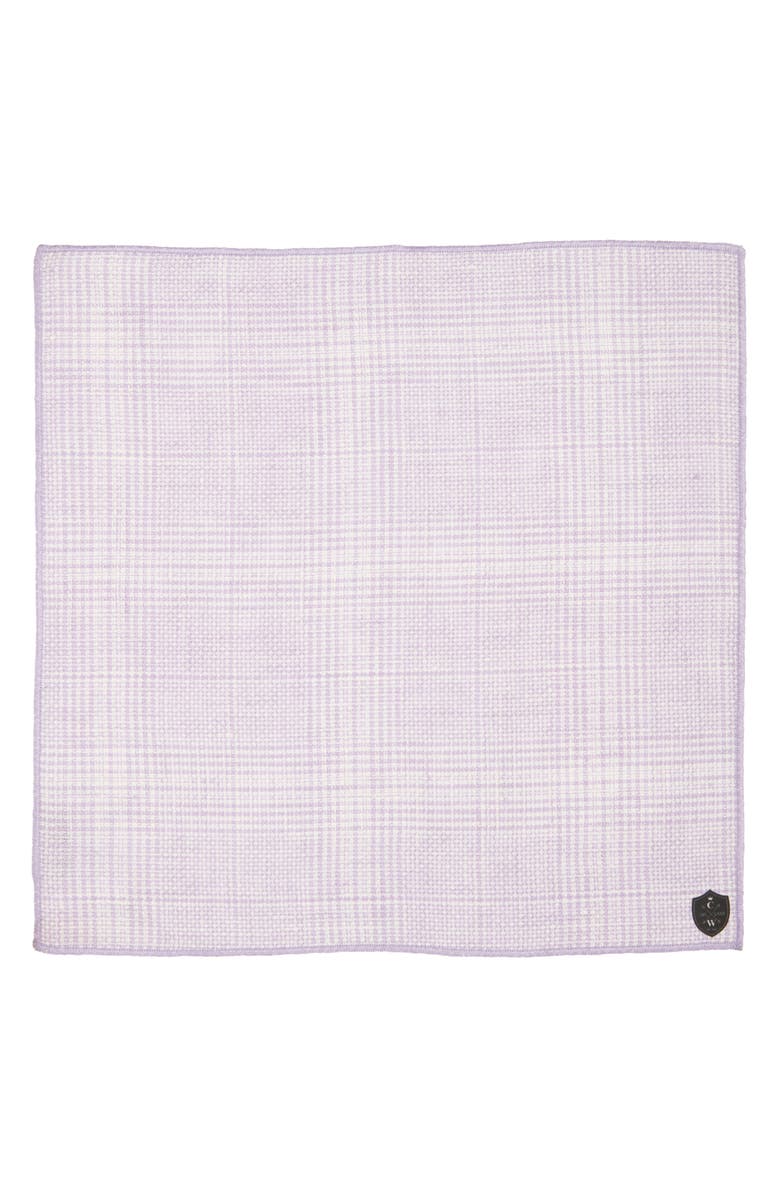 CLIFTON WILSON Lavender Plaid Linen Pocket Square, Alternate, color, Lavender