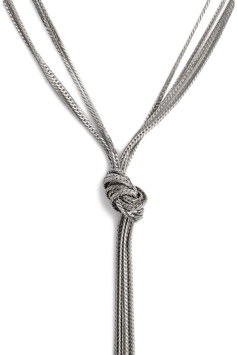 Multistrand Knotted Y-Necklace, Alternate, color, RHODIUM