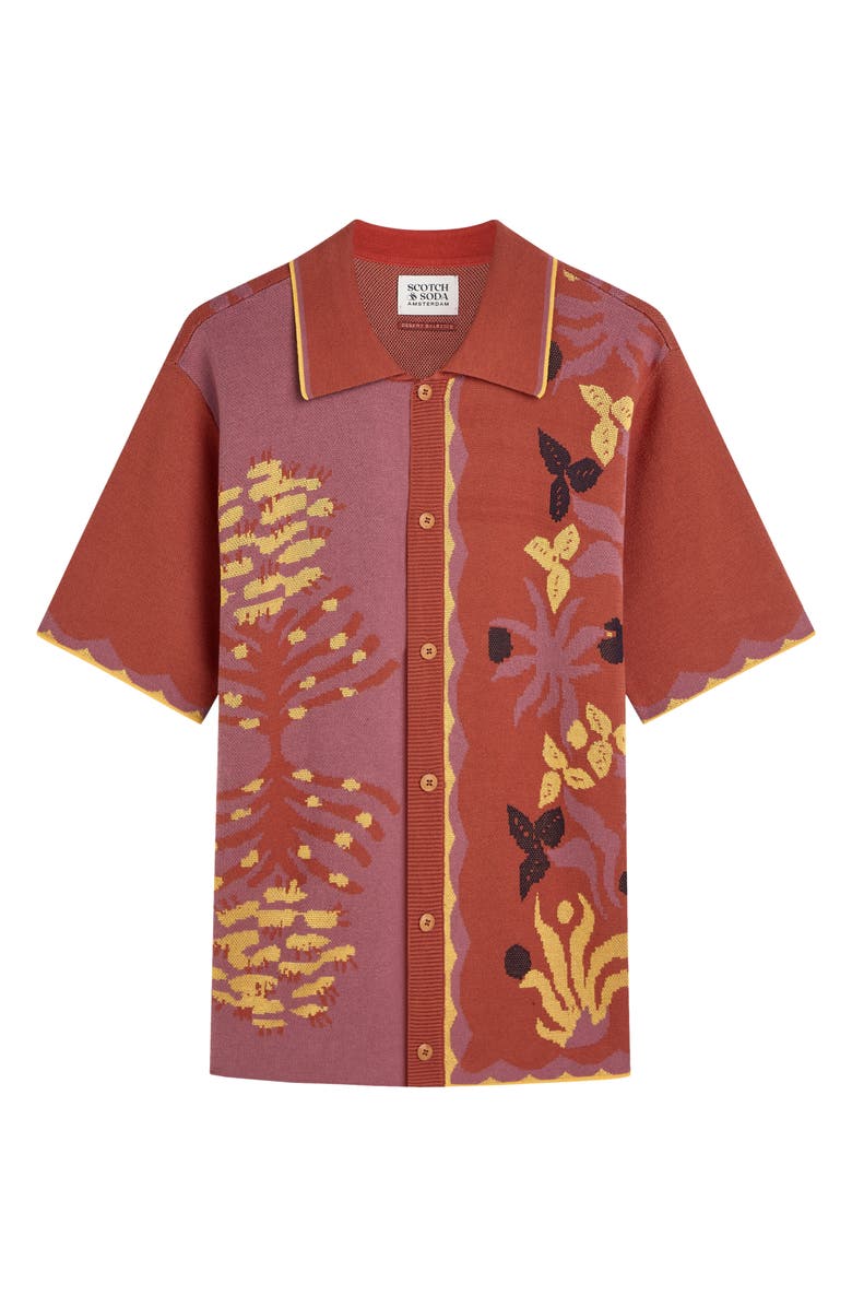 Scotch & Soda Jacquard Knit Short Sleeve, Alternate, color, Desert Bossa Nova