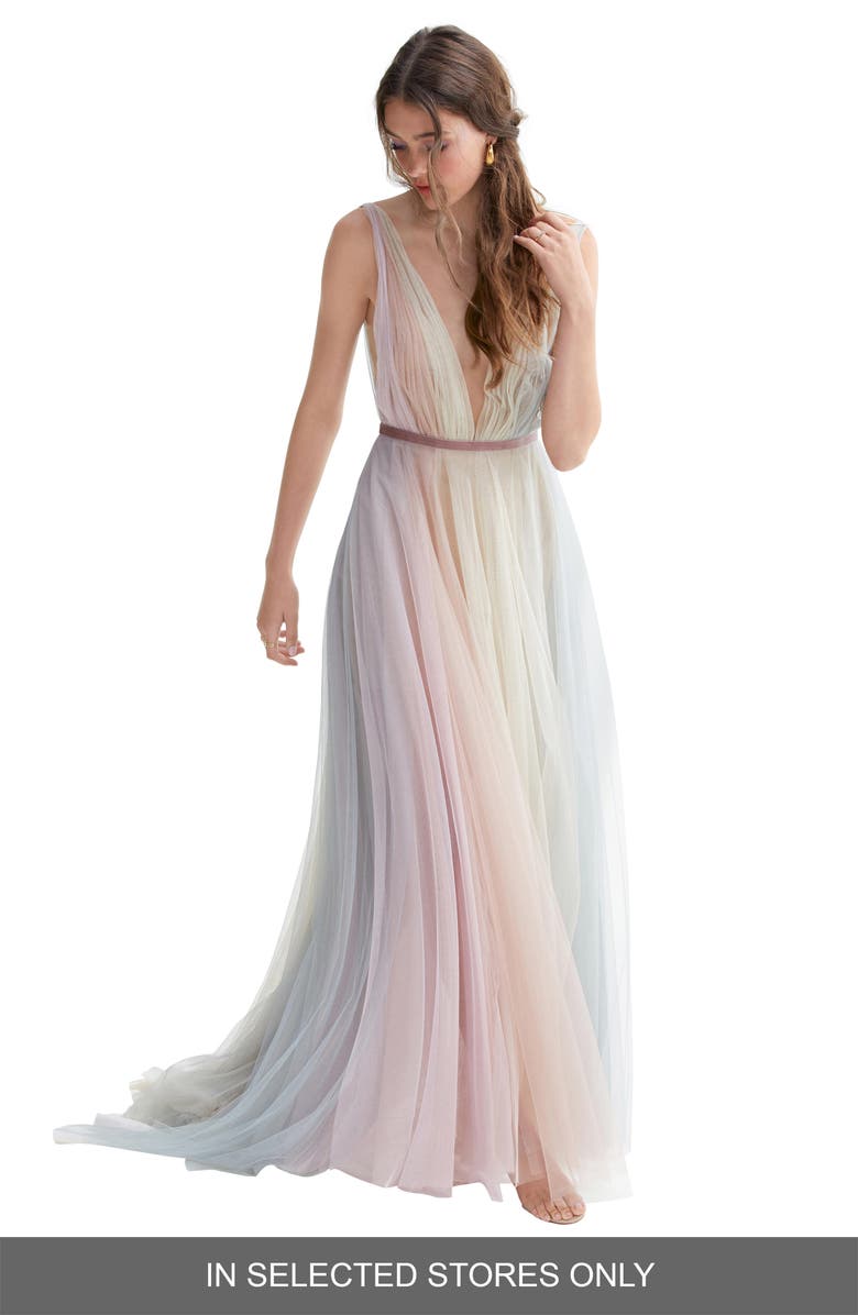 Willowby Hutton Rainbow Tulle A-Line Wedding Dress, Main, color, 