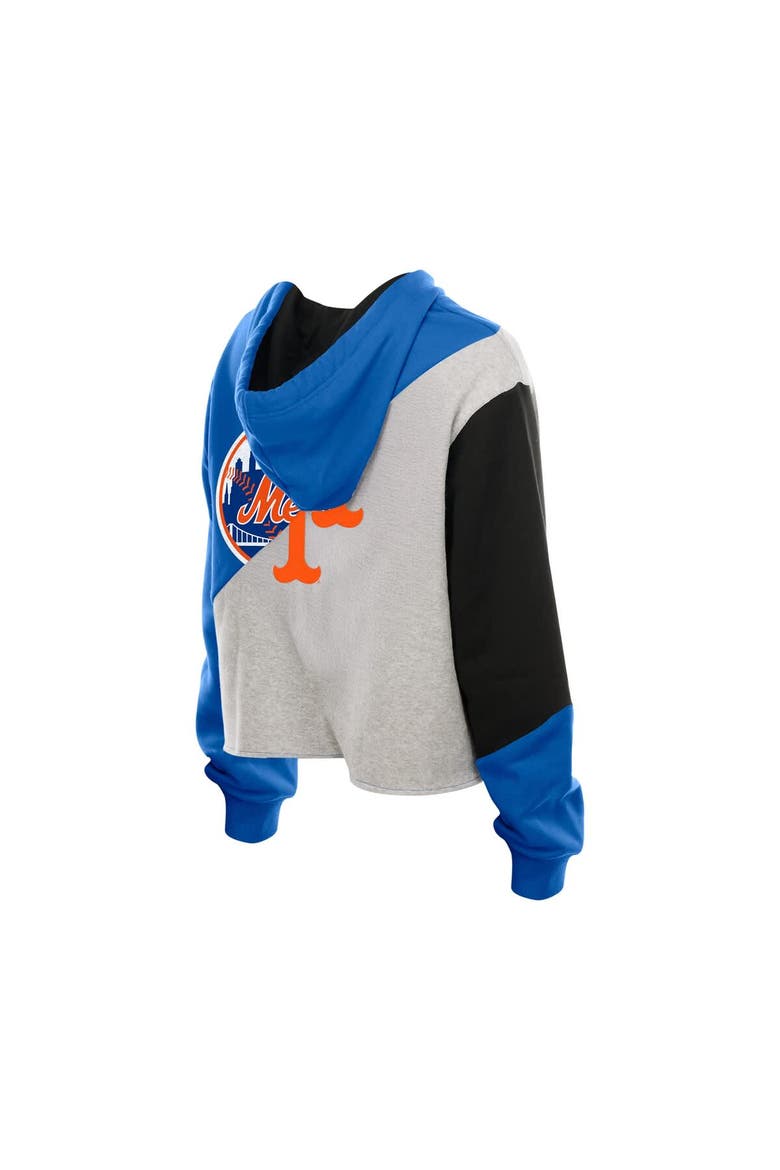 Women's New Era  New York Mets Upcycled Color Block Cropped Boxy Hoodie, Alternate, color, Blue
