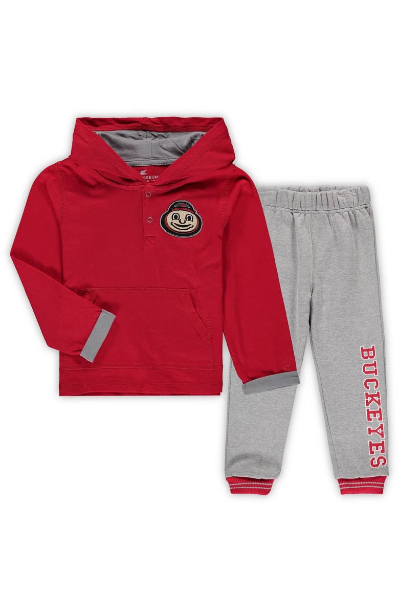 COLOSSEUM Toddler Colosseum Scarlet/Heathered Gray Ohio State Buckeyes Poppies Hoodie and Sweatpants Set, Main, color, Scarlet