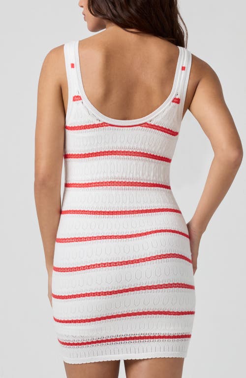 Florence By Mills Stripe Pointelle Stitch Minidress In White
