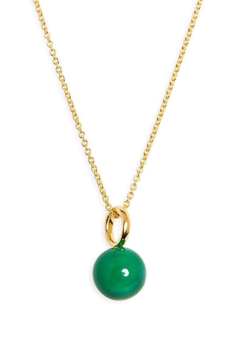 Gemstone Pendant Necklace, Main, color, 18CT GOLD VERMEIL / GREEN ONYX