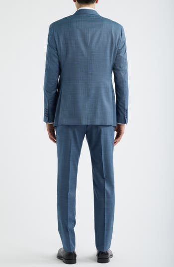 Emporio Armani Teal Microcheck Virgin Wool Suit | Nordstrom