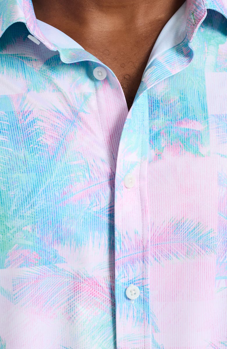 Robert Graham Icarus Short Sleeve Knit Button-Up Shirt, Alternate, color, Blue/ Green Multi