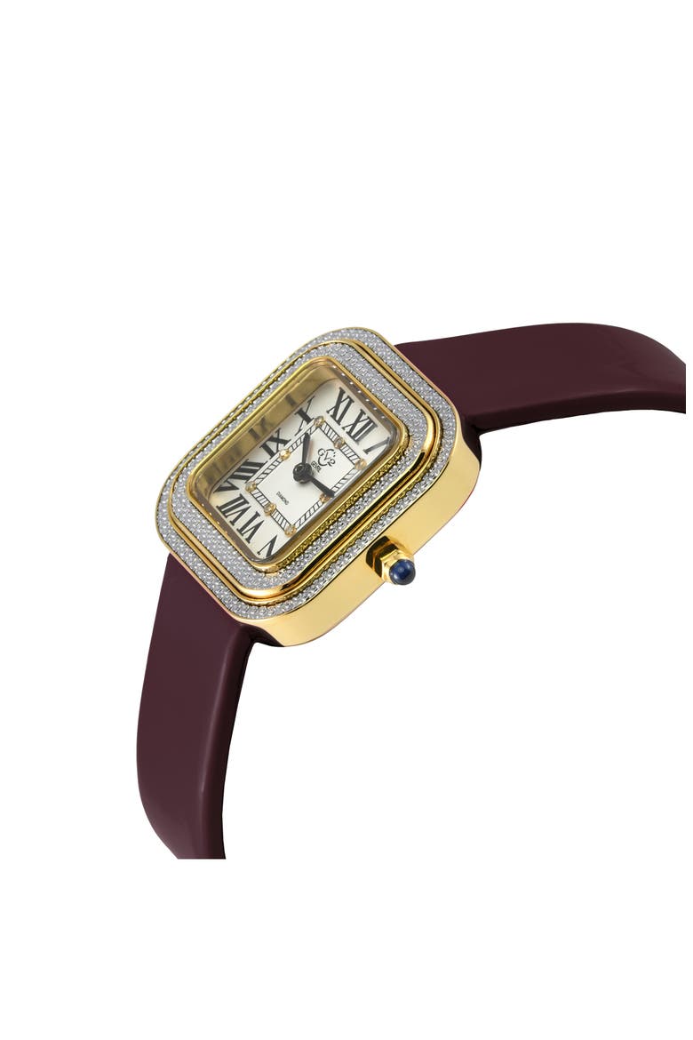 Bellagio Diamond Swiss Bracelet Watch, 30mm, Alternate, color, BURGUNDY