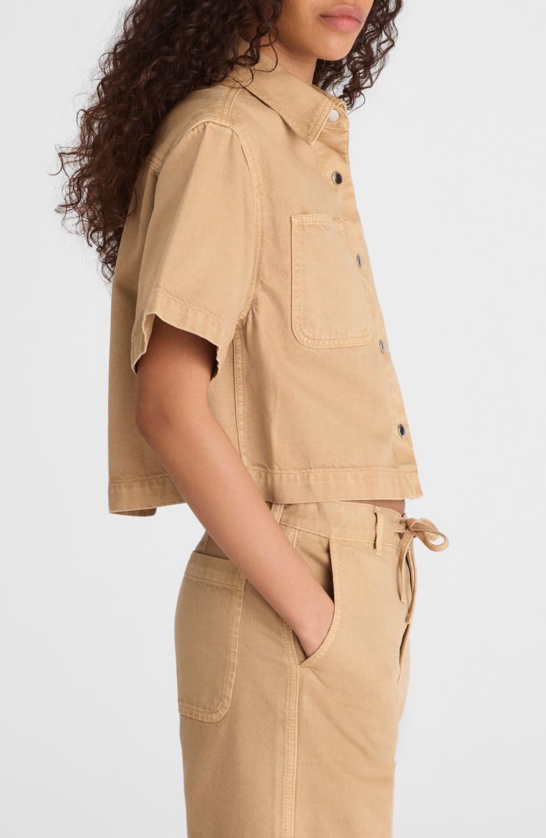 Madewell Boxy Crop Button-Up Shirt in Airy Denim, Alternate, color, Fawn