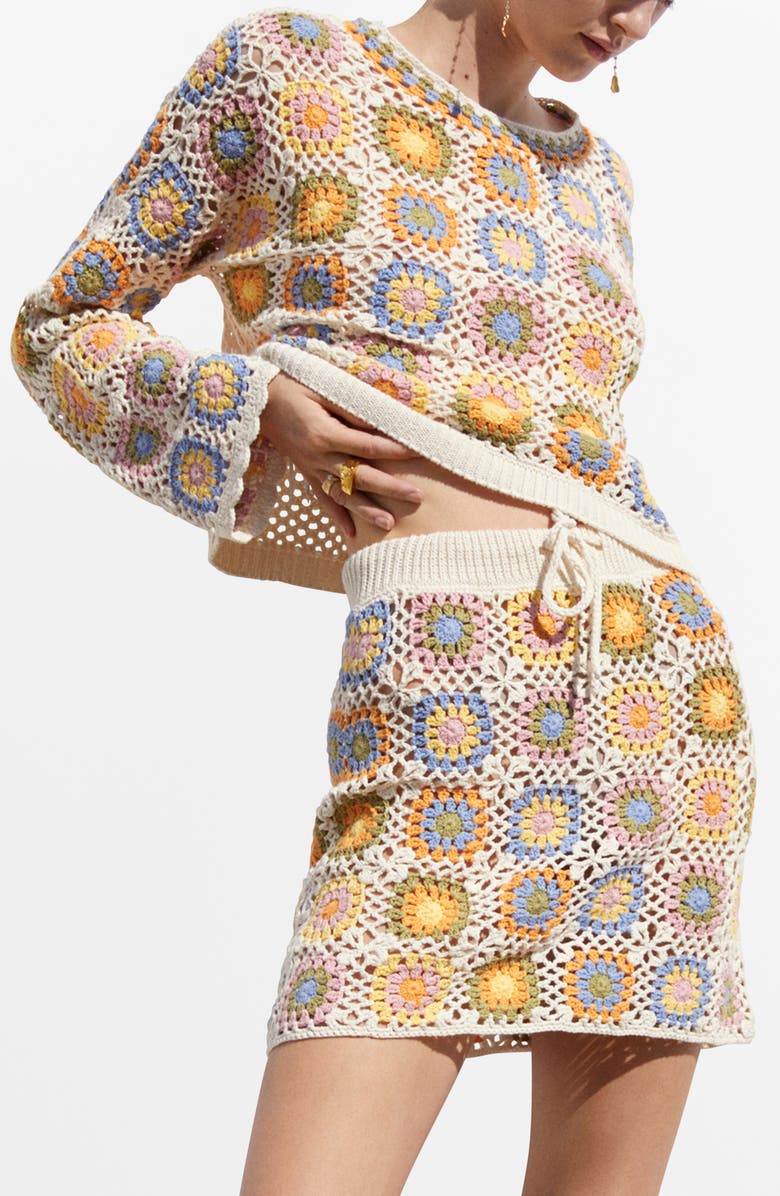 MANGO Oversize Crochet Sweater, Alternate, color, 