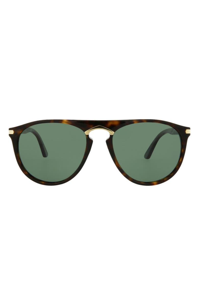 Cartier 56mm Round Sunglasses, Main, color, Havana Havana Green