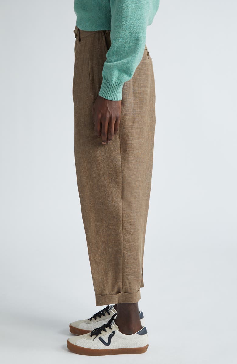 BEAMS Pleated Tapered Leg Linen Blend Pants, Alternate, color, 
