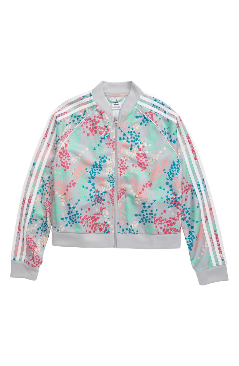 adidas Originals SST Floral Print Crop Track Jacket, Main, color, 