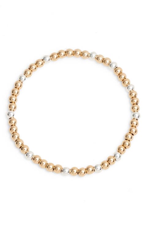 Mixed Metal Bead Stretch Bracelet