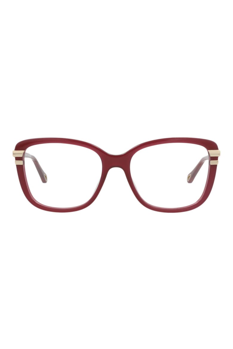 54mm Rectangular Optical Glasses, Main, color, BURGUNDY BURGUNDY TRANSPARENT
