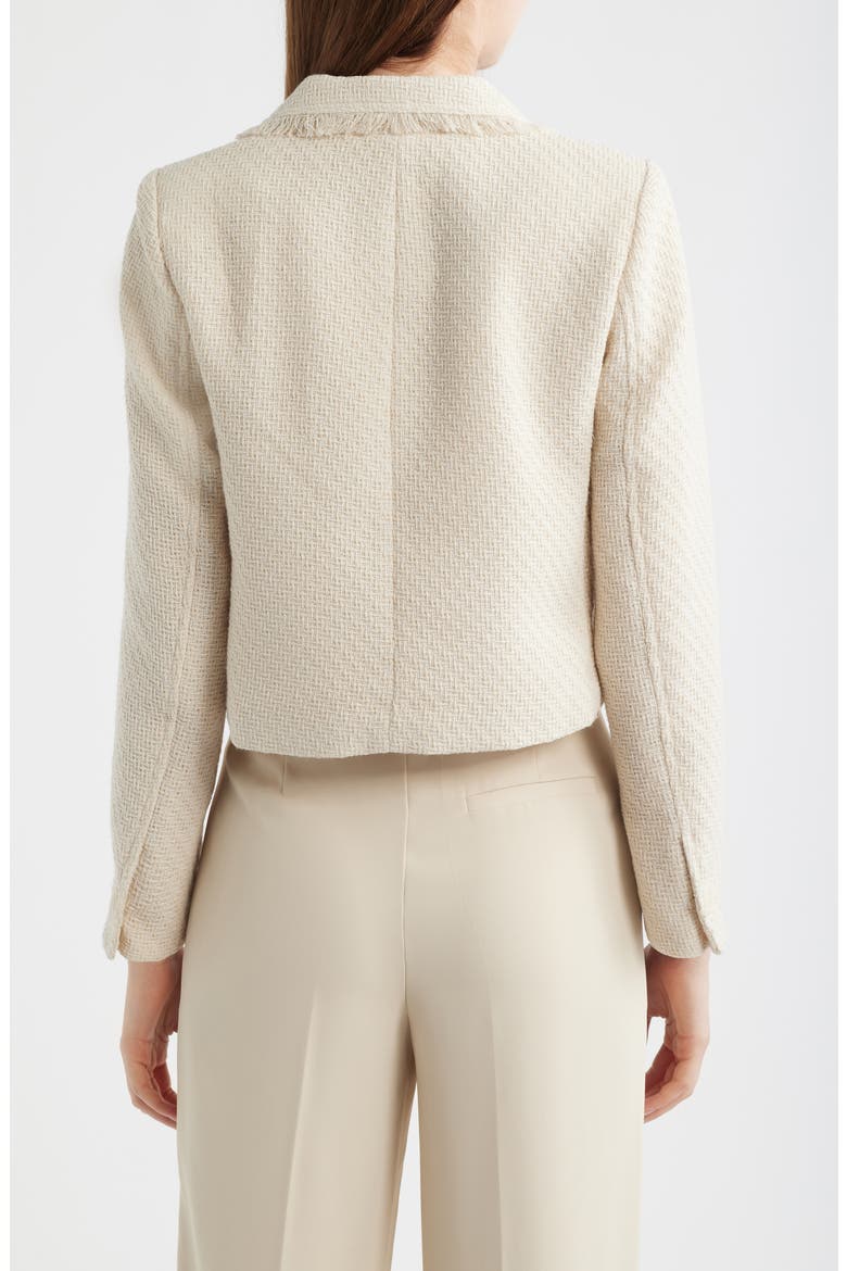 Fringe Detail Tweed Jacket, Alternate, color, ALMOND MILK