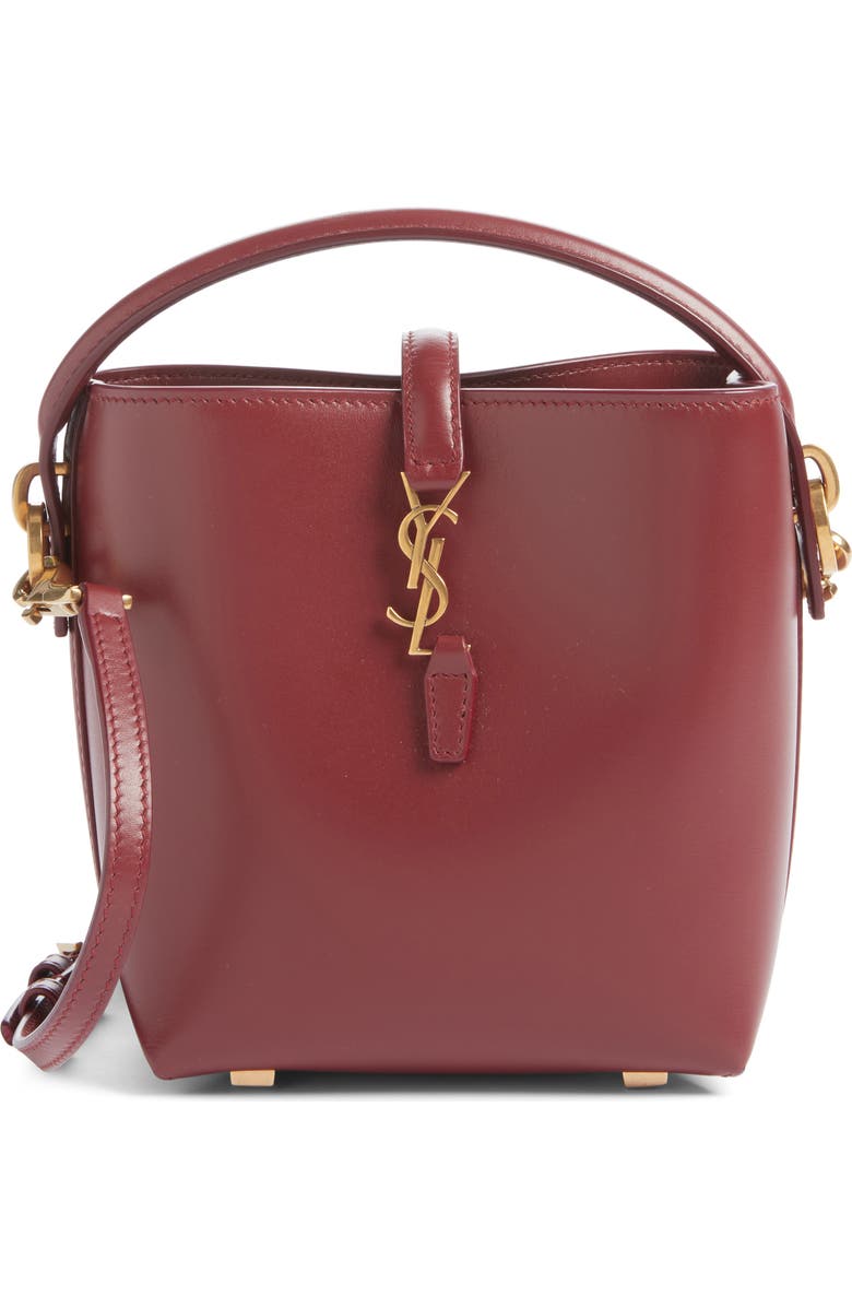 Saint Laurent Mini Le 37 Leather Bucket Bag, Main, color, New Dark Bordeaux
