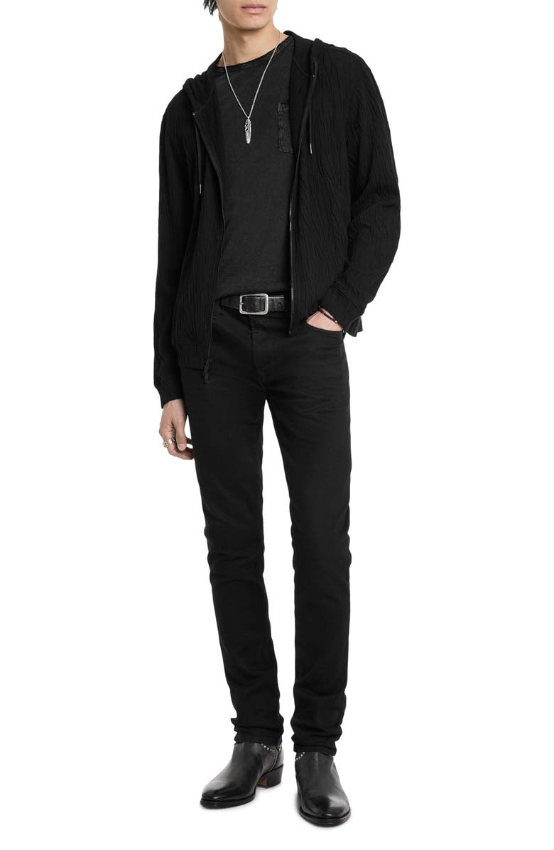 John Varvatos Ihsan Full Zip Hoodie, Alternate, color, Black