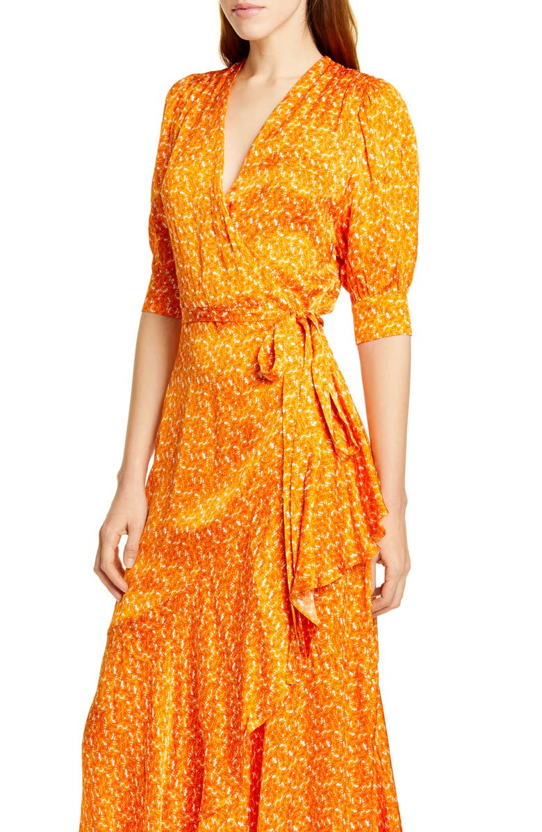 Rodebjer Kweller Floral Print Midi Wrap Dress, Alternate, color,