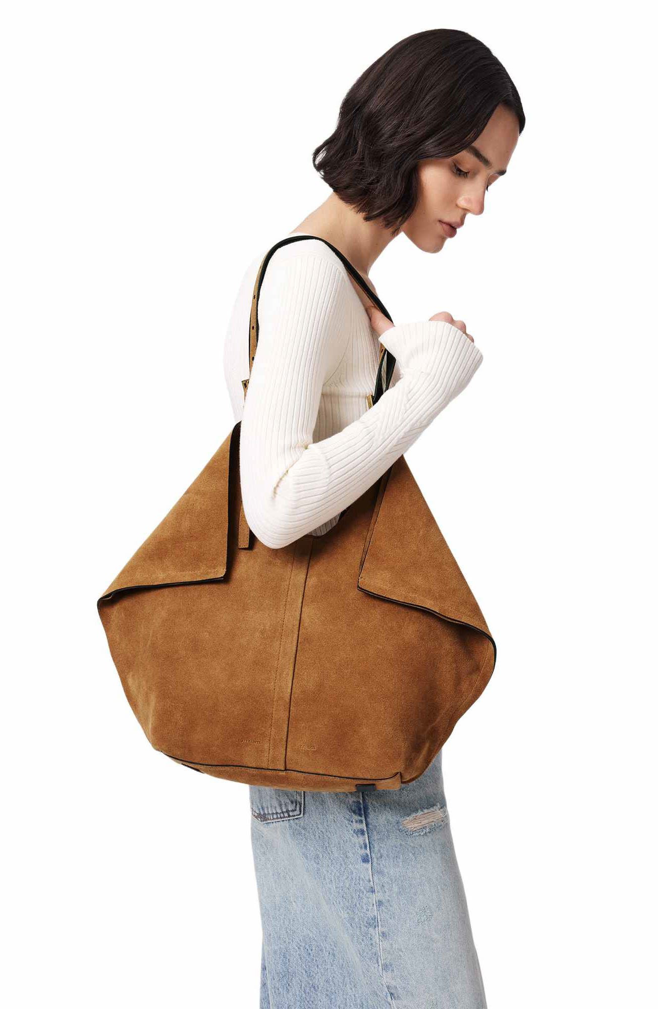 Ara East West Suede Tote, Alternate, color, ARIZONA TAN BROWN