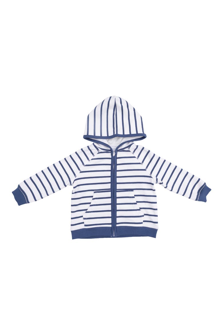 Kids' Oceana Stripe French Terry Zip Hoodie, Main, color, IVORY NAVY