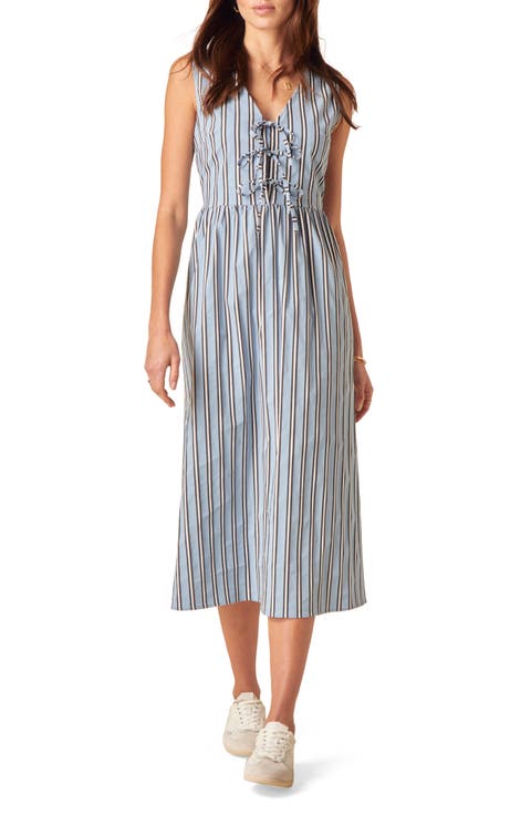 Posey Stripe Sleeveless Midi Dress