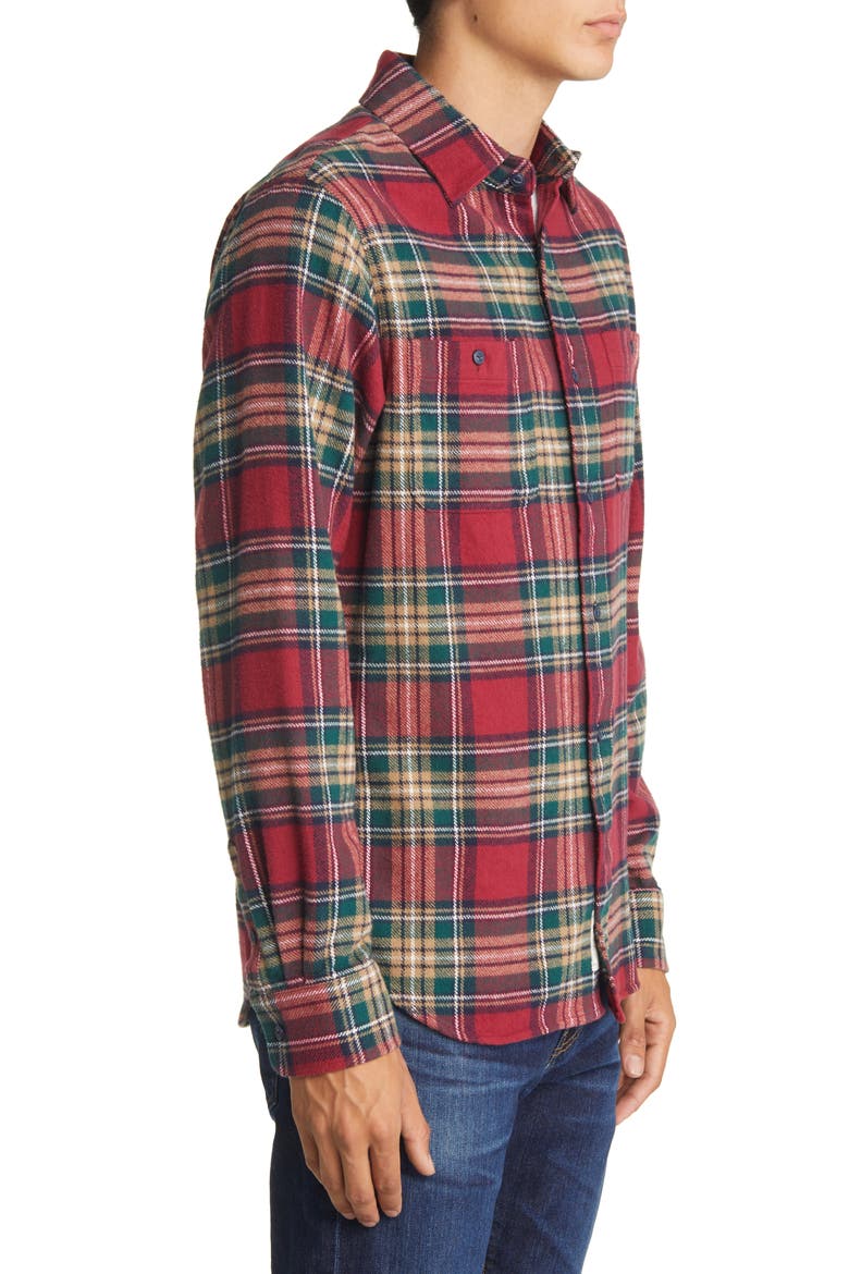 Two-Pocket Long Sleeve Flannel Button-Up Shirt, Alternate, color, BERRY