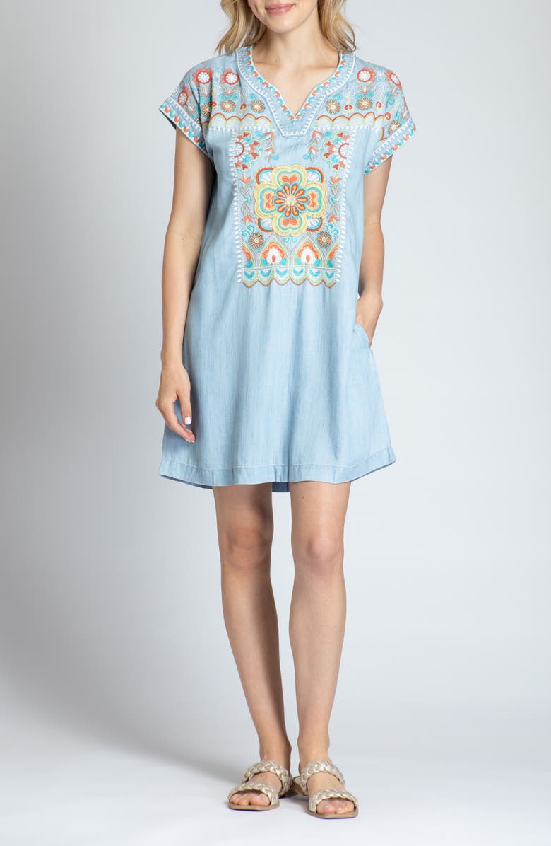 APNY Floral Embroidered Shift Minidress, Main, color,