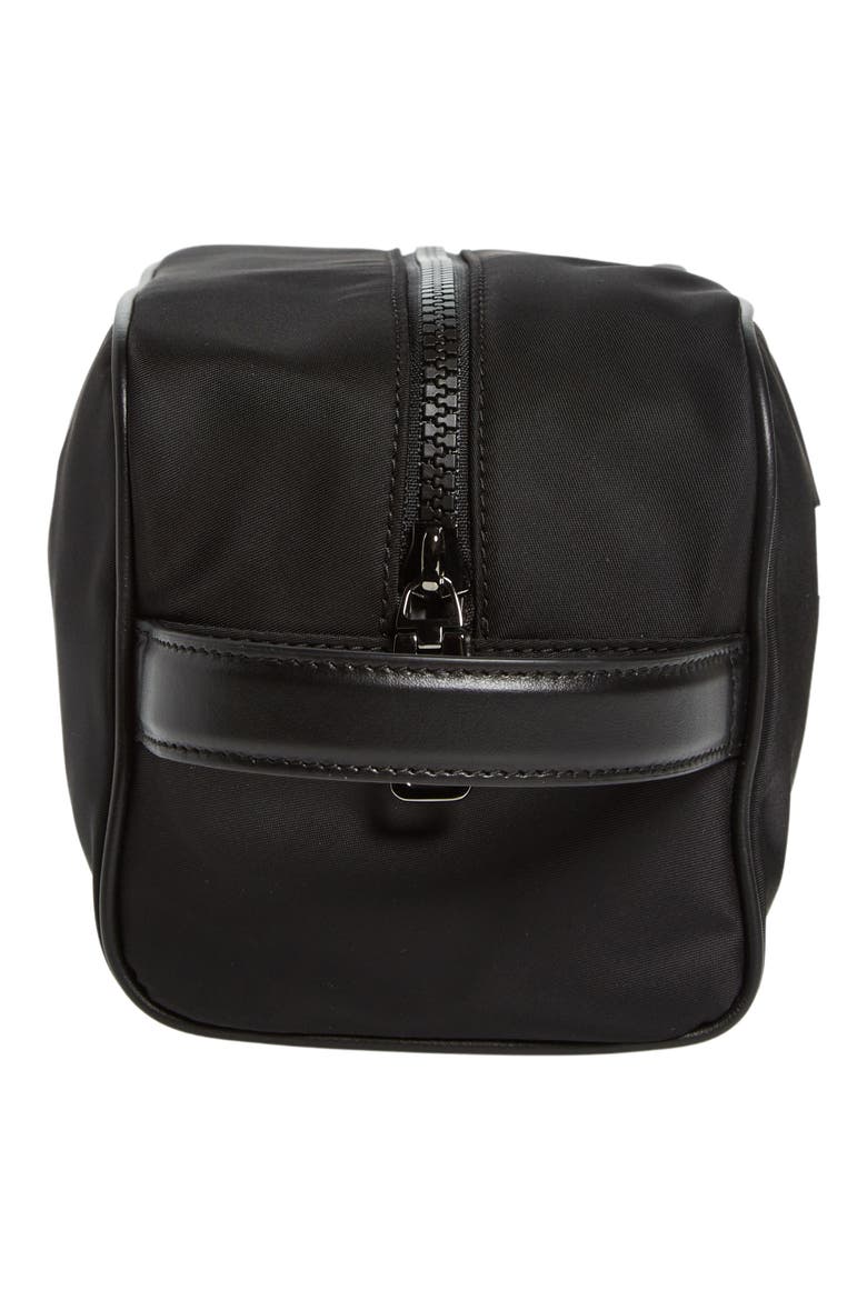 Rubberized Logo Nylon Blend Toiletry Bag, Alternate, color, BLACK/ BLACK