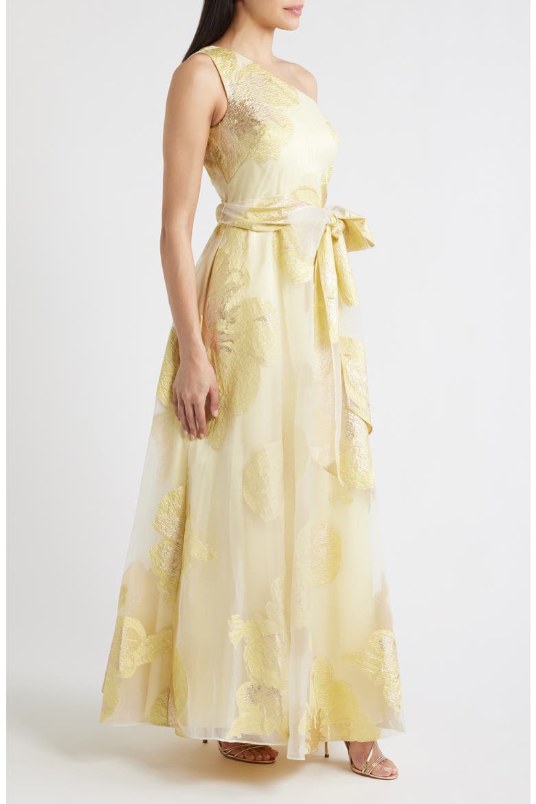 One-Shoulder Brocade Ballgown, Alternate, color, YELLOW