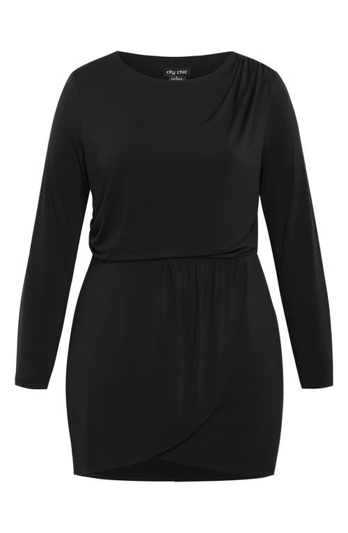 City Chic Kasey Long Sleeve Minidress In Black