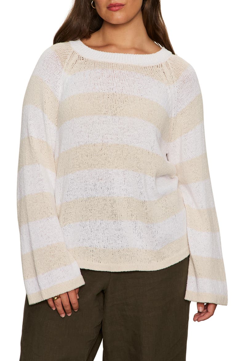 Stripe Cotton Blend Sweater, Main, color, WHITE LIGHT