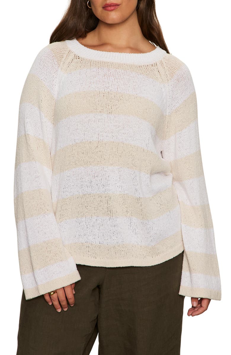 Sanctuary Stripe Cotton Blend Sweater, Main, color, White Light