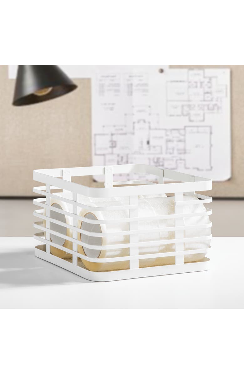 mDesign Metal Pantry Basket with Handles - Set of 4 - Matte White, Alternate, color, White