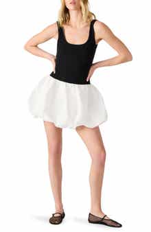 Steve Madden Linnea Mixed Media Bubble Hem Cotton Minidress