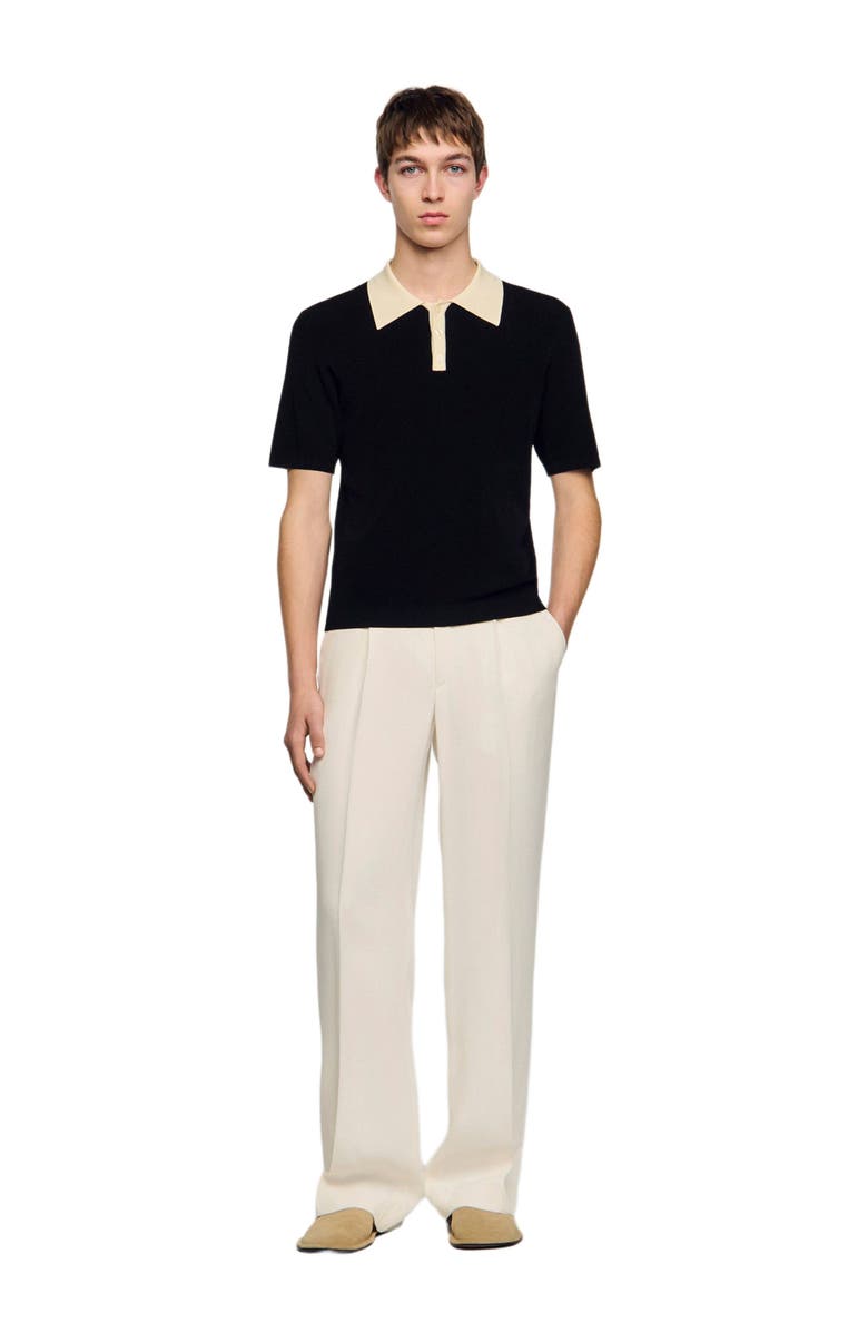 SANDRO Two-tone polo shirt, Alternate, color, Black